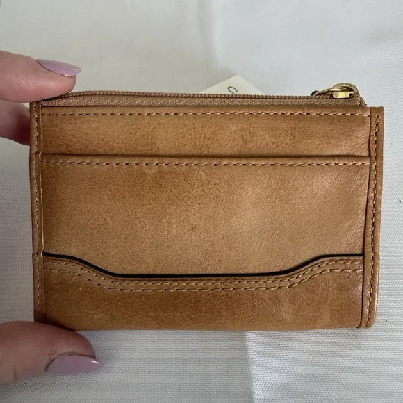 Coach Leather Mini Skinny ID Case Wallet Keychain Bag Charm B4/Tan Brown NWT - Picture 4 of 11